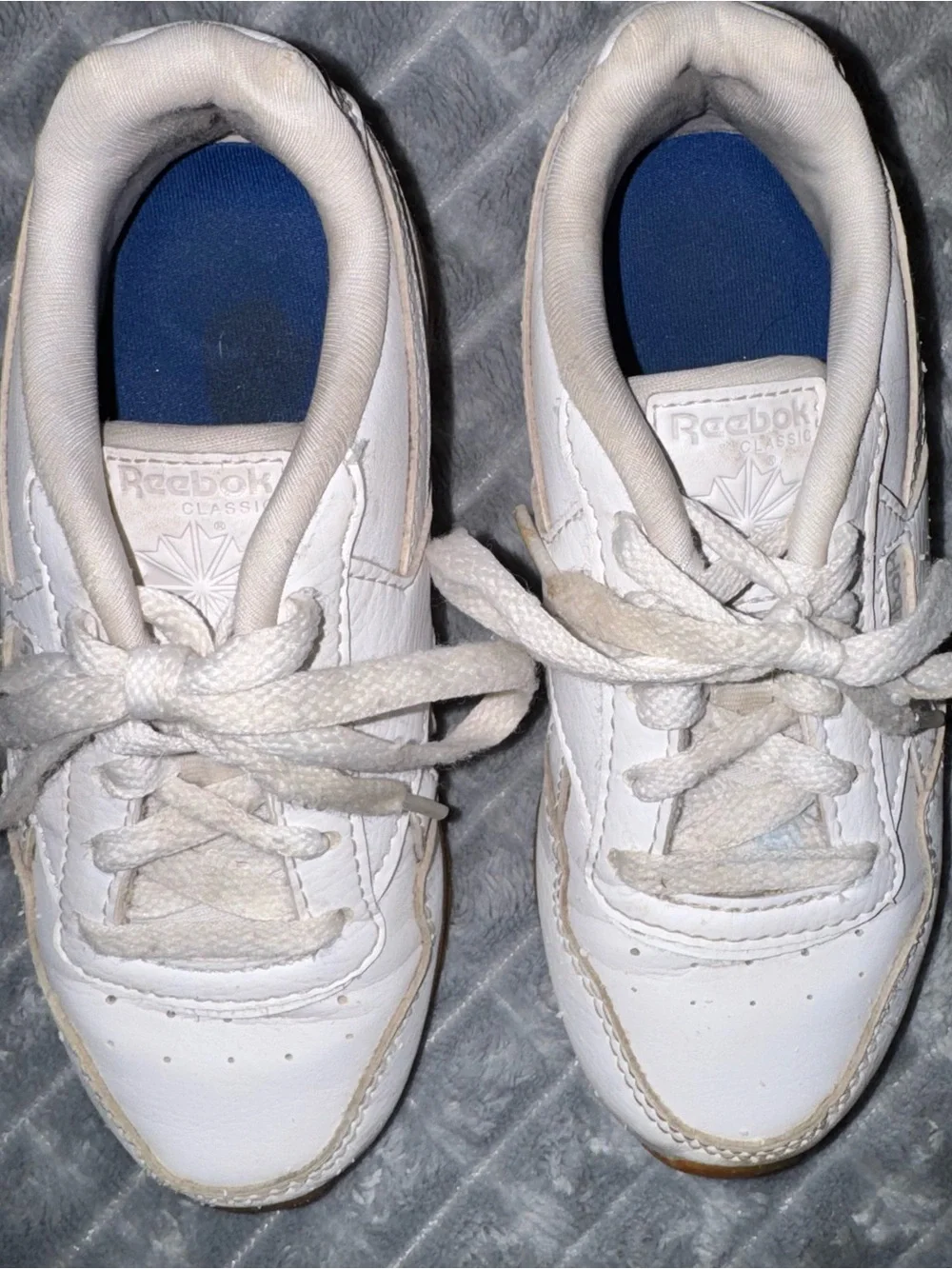 Reebok White and Gum Kids Leather Sneakers